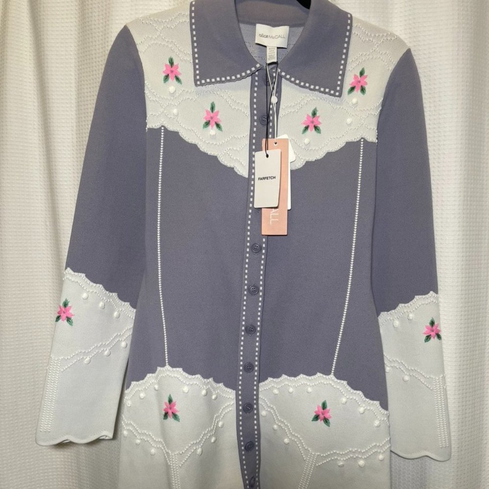 Alice McCall Come Over Jacket Dress US 6 (AU 10, EU 38) Slate Purple & White